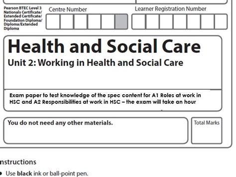i) 9. . Health and social care unit 2 january 2019 mark scheme